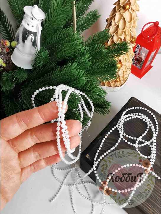 Бусы на нитке 3мм (белый), метр